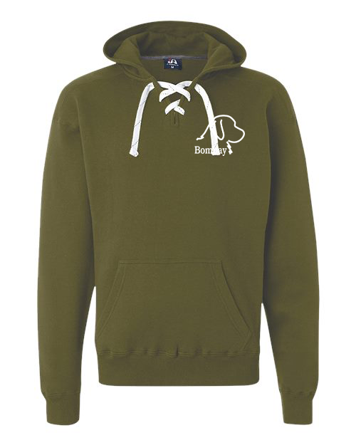 Military Green Rope Tie V-Neck Hoodie