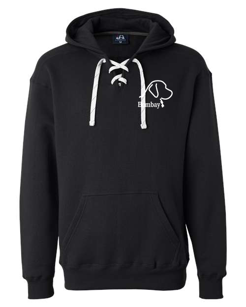 Black Rope Tie V-Neck Hoodie