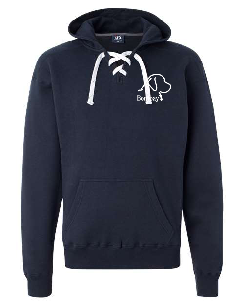 Navy Rope Tie V-Neck Hoodie