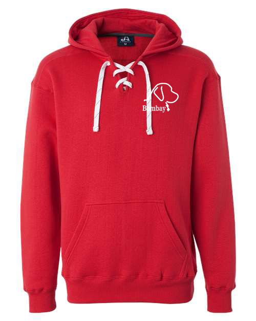 Red Rope Tie V-Neck Hoodie